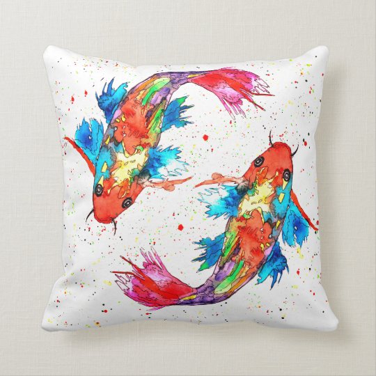 Colorful Koi Fish Throw Pillow