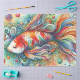 Colorful Koi Fish Watercolor Orange Decoupage Tissue Paper