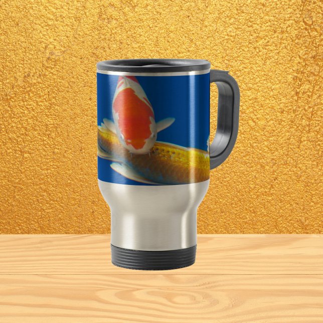 Colorful Koi in Blue Pool Travel Mug (In Situ)