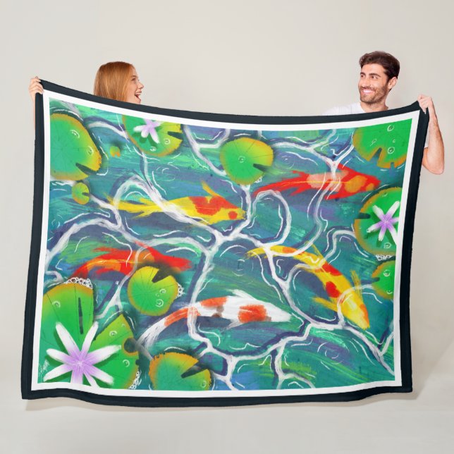 Colorful Koi Pond Fleece Blanket (In Situ)