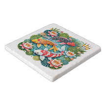 Colorful Koi Swimming in Lotus Filled Pond