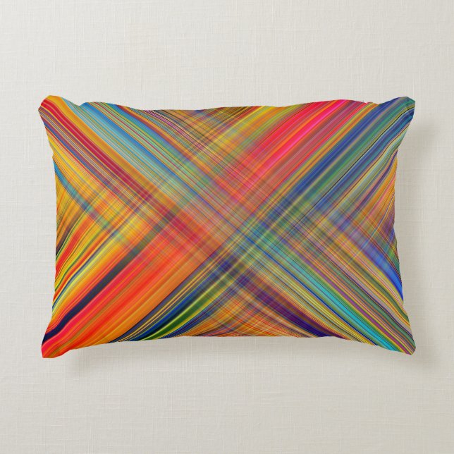 Colorful Kriss Kross Pattern Plaid Accent Pillow (Front)
