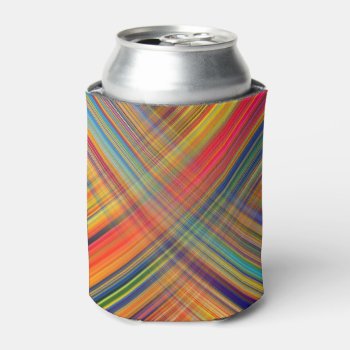 Colorful Kriss Kross Pattern Plaid Can Cooler by MissMatching at Zazzle