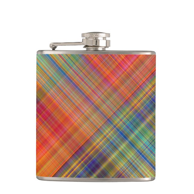 Colorful Kriss Kross Pattern Plaid Flask (Front)