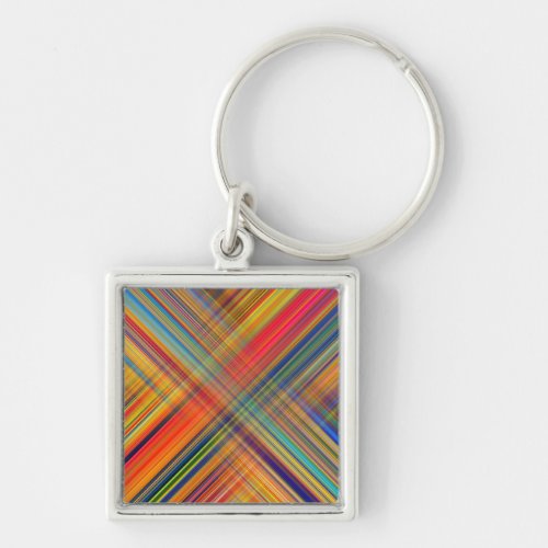 Colorful Kriss Kross Pattern Plaid Keychain