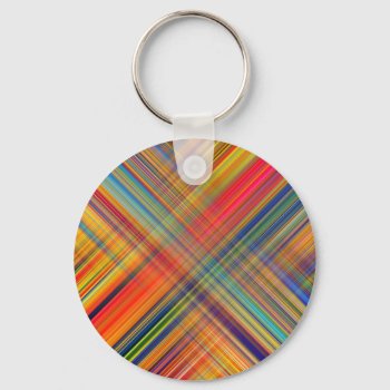 Colorful Kriss Kross Pattern Plaid Keychain by MissMatching at Zazzle
