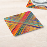 Colorful Kriss Kross Pattern Plaid Square Paper Coaster at Zazzle