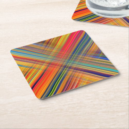 Colorful Kriss Kross Pattern Plaid Square Paper Coaster