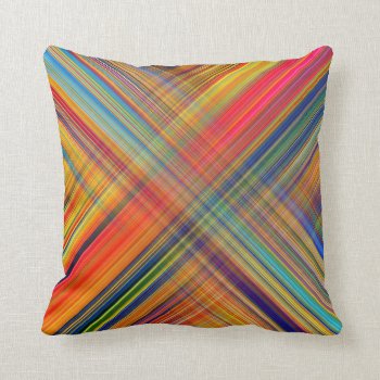 Colorful Kriss Kross Pattern Plaid Throw Pillow by MissMatching at Zazzle