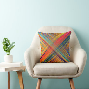 Colorful Kriss Kross Pattern Plaid Throw Pillow