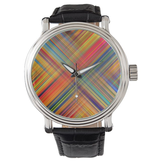 Colorful Kriss Kross Pattern Plaid Watch (Front)