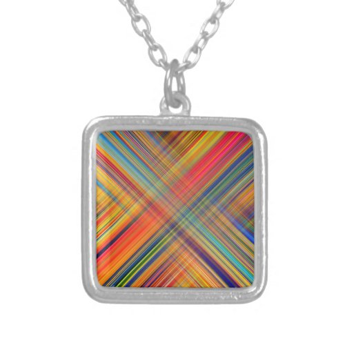 Colorful Kriss Kross Pattern Silver Plated Necklace