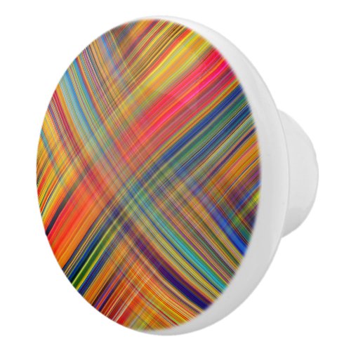 Colorful Kriss Kross Plaid Pattern Ceramic Knob