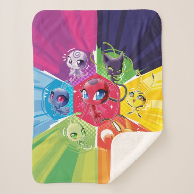 Colorful Kwamis Sherpa Blanket (Front)