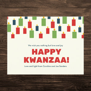 Colorful Kwanzaa Candle Pattern Holiday Postcard