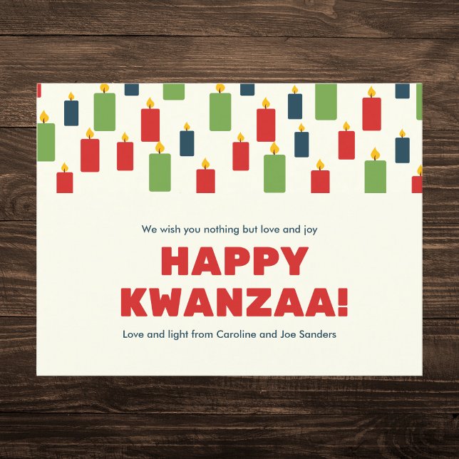 Colorful Kwanzaa Candle Pattern Holiday Postcard (Creator Uploaded)