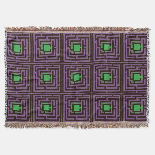 Colorful Labyrinth Pattern on Custom Color Throw Blanket (Front)