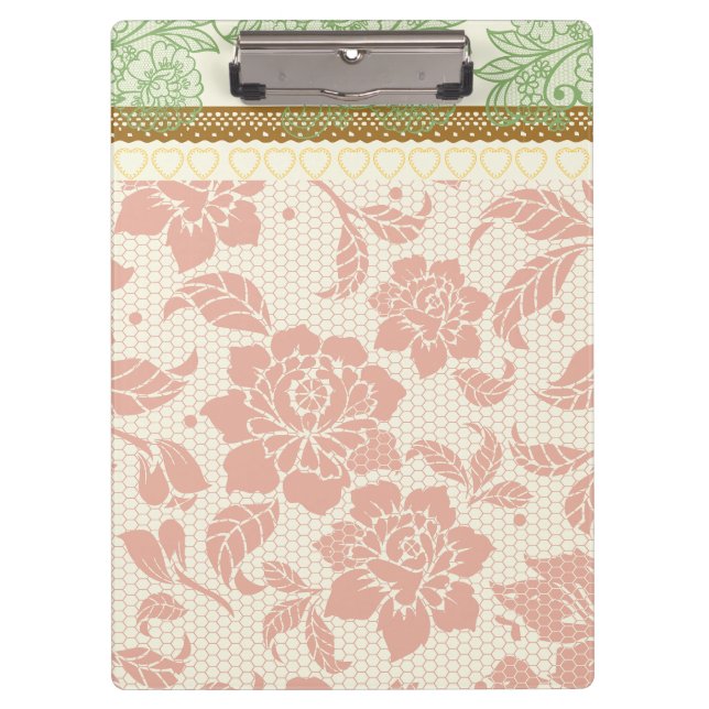 Colorful lace pattern for designers projects Pink Clipboard (Front)