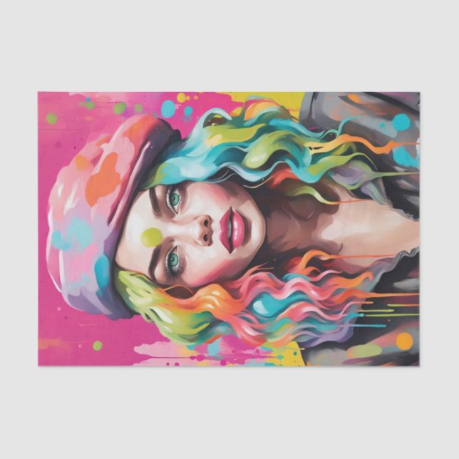 Colorful Lady Decoupage Paper (Front)