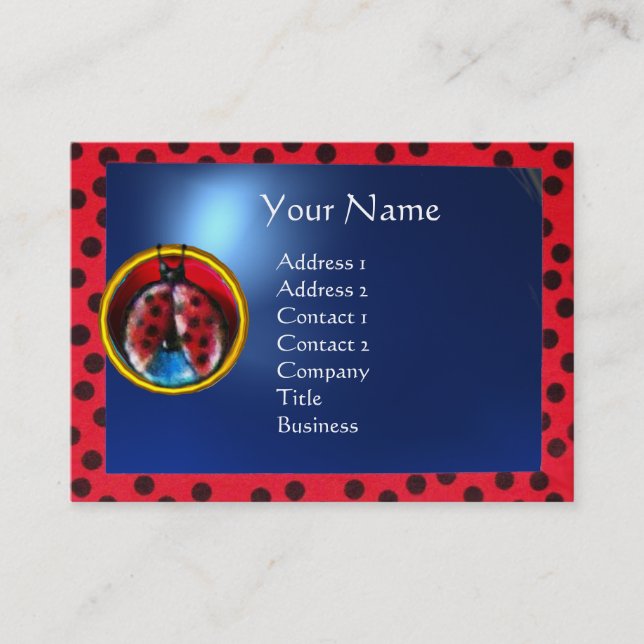 COLORFUL LADYBUG MONOGRAM BUSINESS CARD (Front)