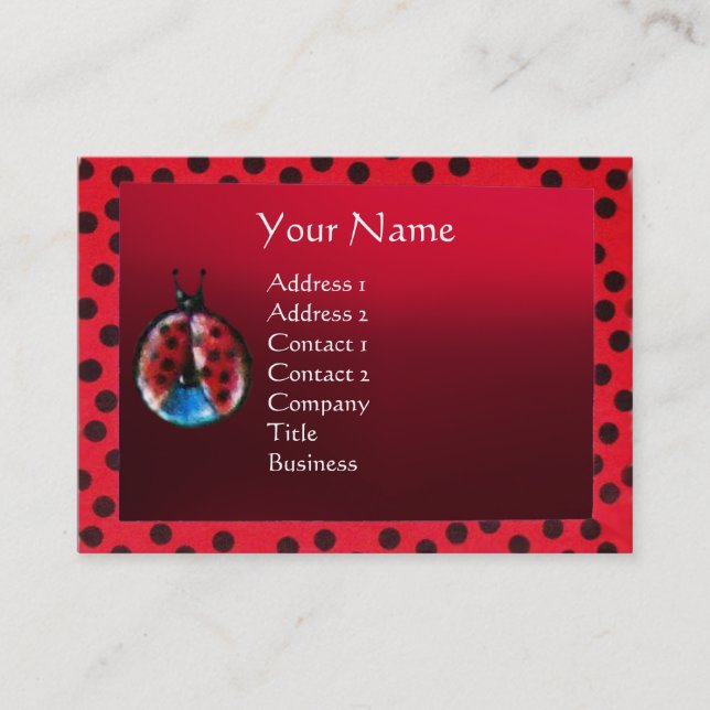 COLORFUL LADYBUG MONOGRAM PHOTO TEMPLATE BUSINESS CARD (Front)