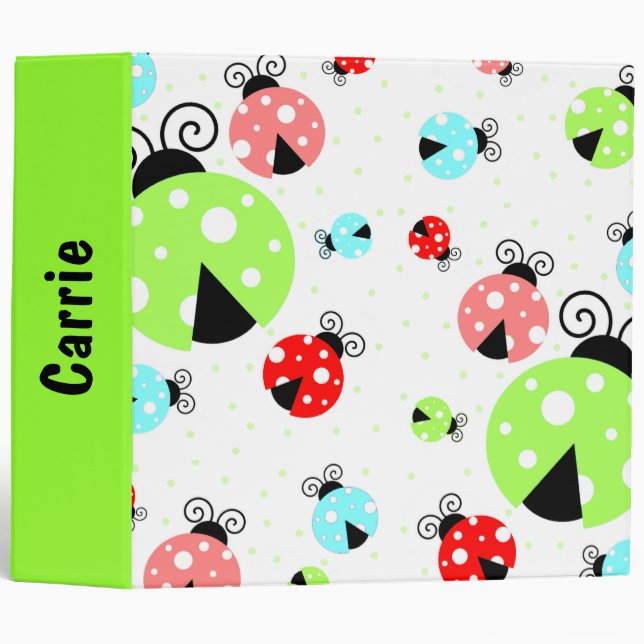 Colorful Ladybug & Polka Dot Binder (Front/Spine)