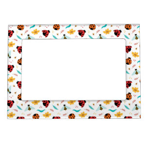Colorful Ladybugs and Bees on a Floral Magnetic Frame