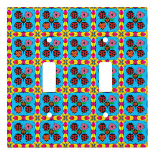 Colorful Ladybugs and Flowers Light Switch Cover