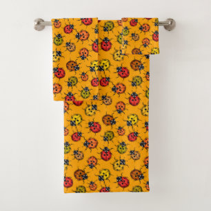Colorful ladybugs bath towel set