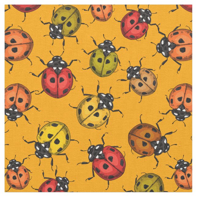 Colorful ladybugs fabric (Close Up)