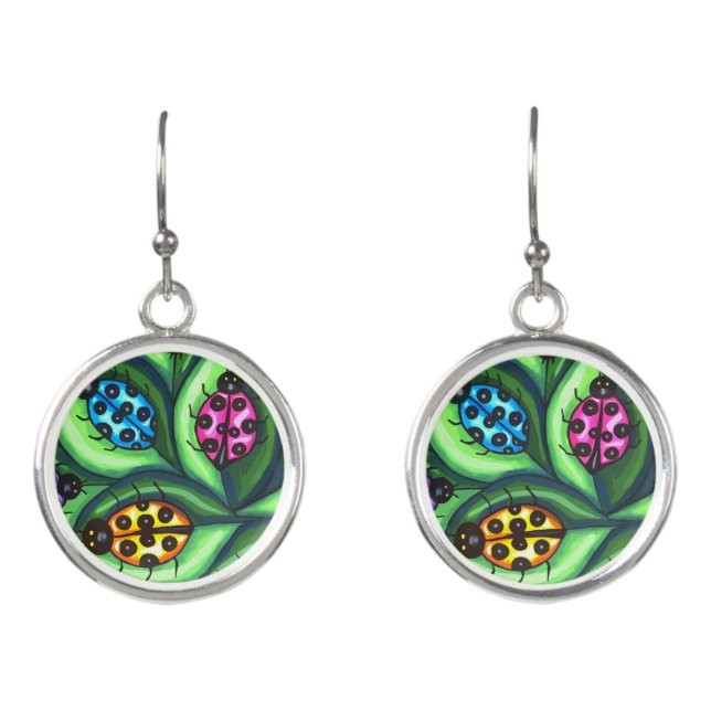 Colorful Ladybugs Insect nature original wildlife Earrings (Front)
