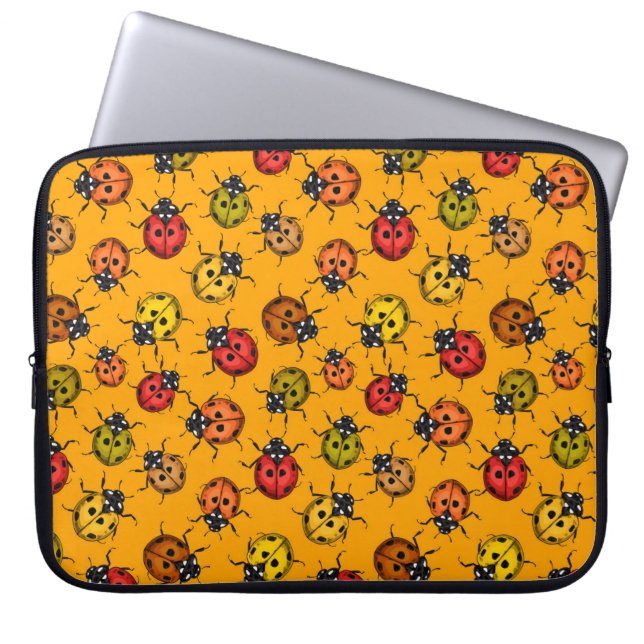 Colorful ladybugs laptop sleeve (Front)