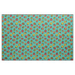 Colorful ladybugs on turquoise fabric