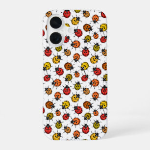 Colorful ladybugs on white iPhone 16 case