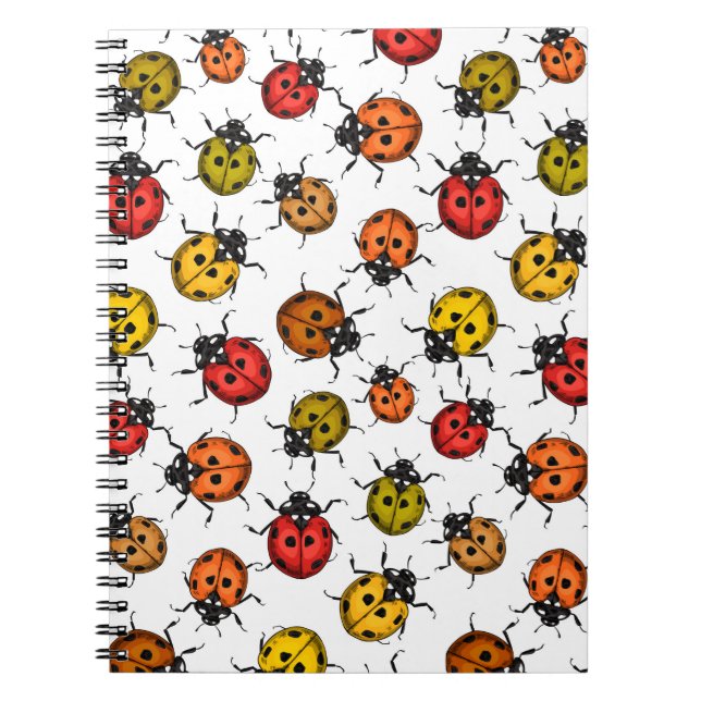 Colorful ladybugs on white notebook (Front)