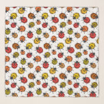 Colorful ladybugs on white scarf<br><div class="desc">Seamless pattern made of hand drawn ladybugs.</div>