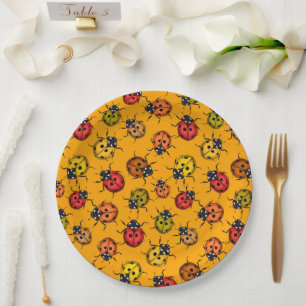 Colorful ladybugs paper plates