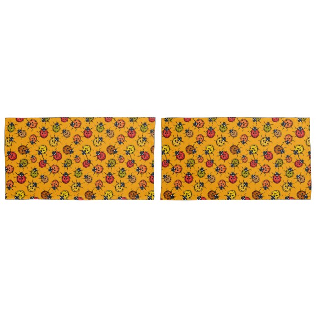 Colorful ladybugs pillow case (Front-Set)
