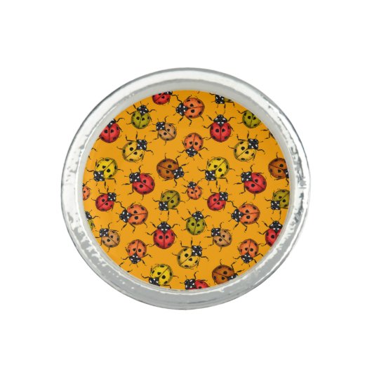 Colorful ladybugs ring (Front)