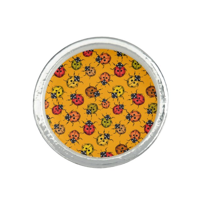 Colorful ladybugs ring (Front)