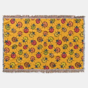 Colorful ladybugs throw blanket