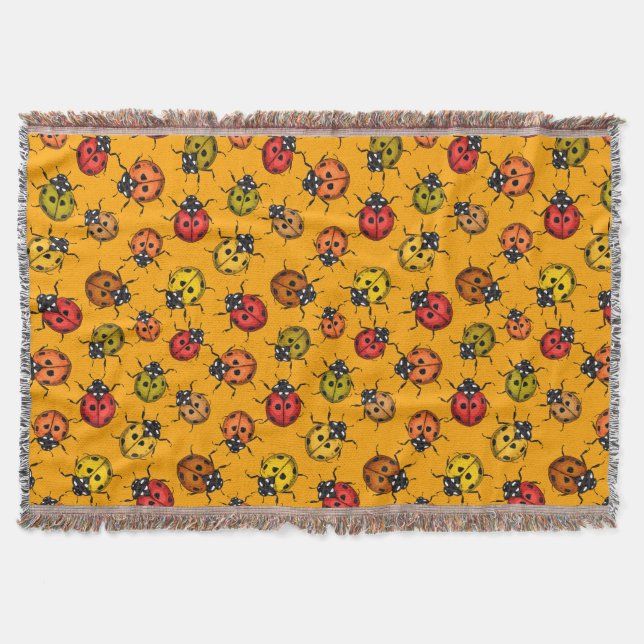 Colorful ladybugs throw blanket (Front)