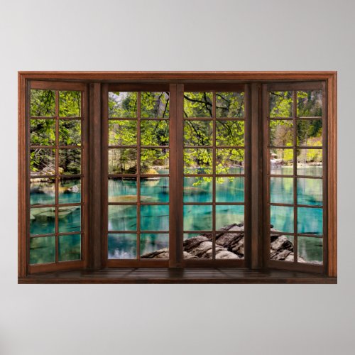 Colorful Lagoon Faux Window Illusion  Poster