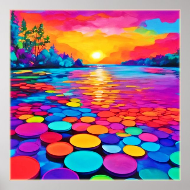 Colorful Lake at Sunset Poster (Front)