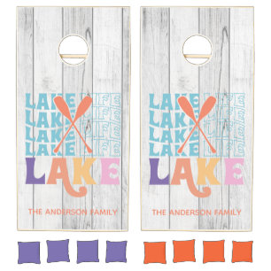 Colorful Lake life Personalized Cornhole Set