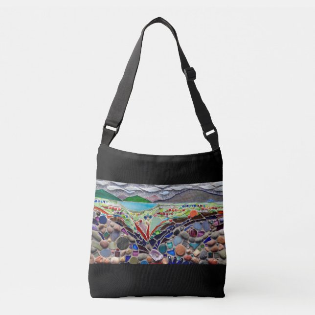 Colorful Lake Mosaic Crossbody Bag (Front)