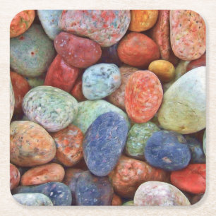 Colorful Lake Stones Paperboard Coaster