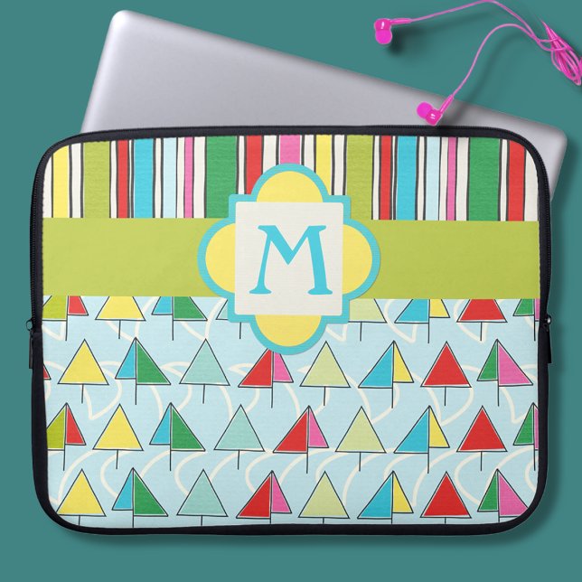 Colorful Lake Stripes Monogram Laptop Sleeve (Creator Uploaded)