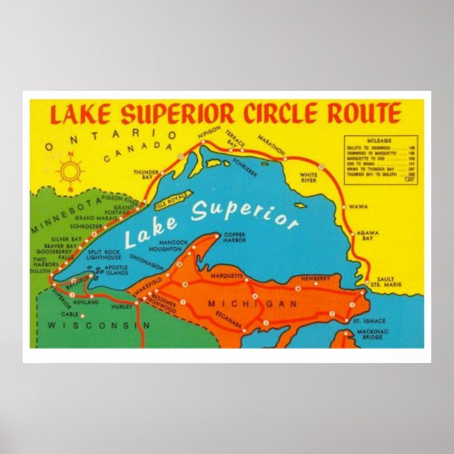 Colorful Lake Superior Circle Route Poster