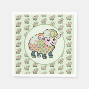 colorful lamb postcard napkins